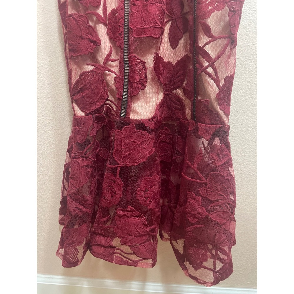 Lulus Alluring Dream Floral Mesh Lace Midi Dress Burgundy XS NWT - Picture 10 of 12